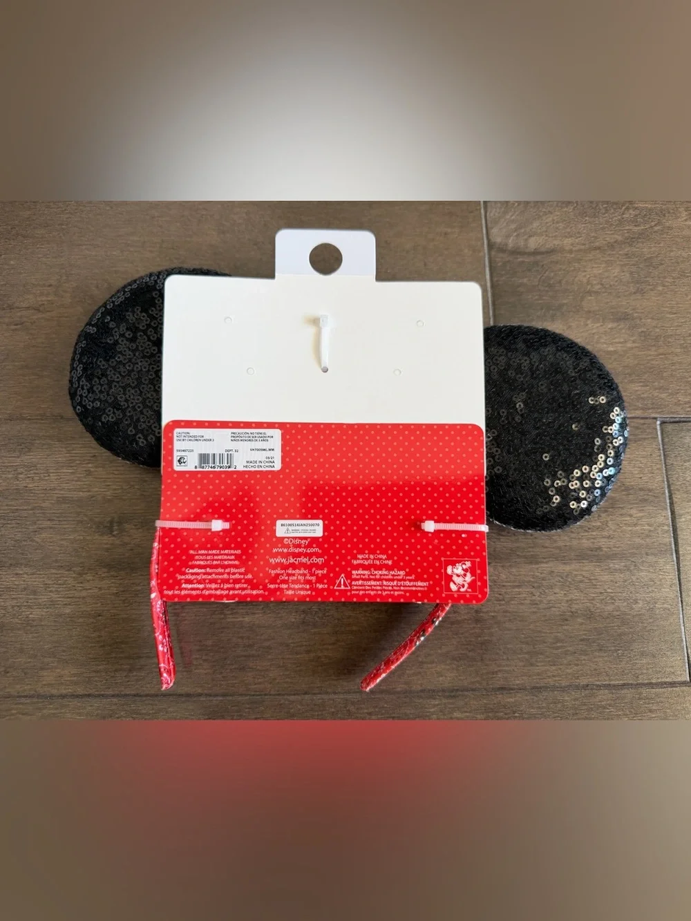 Disney Minnie Mouse Black Sequin Ears Headband with Red Bow